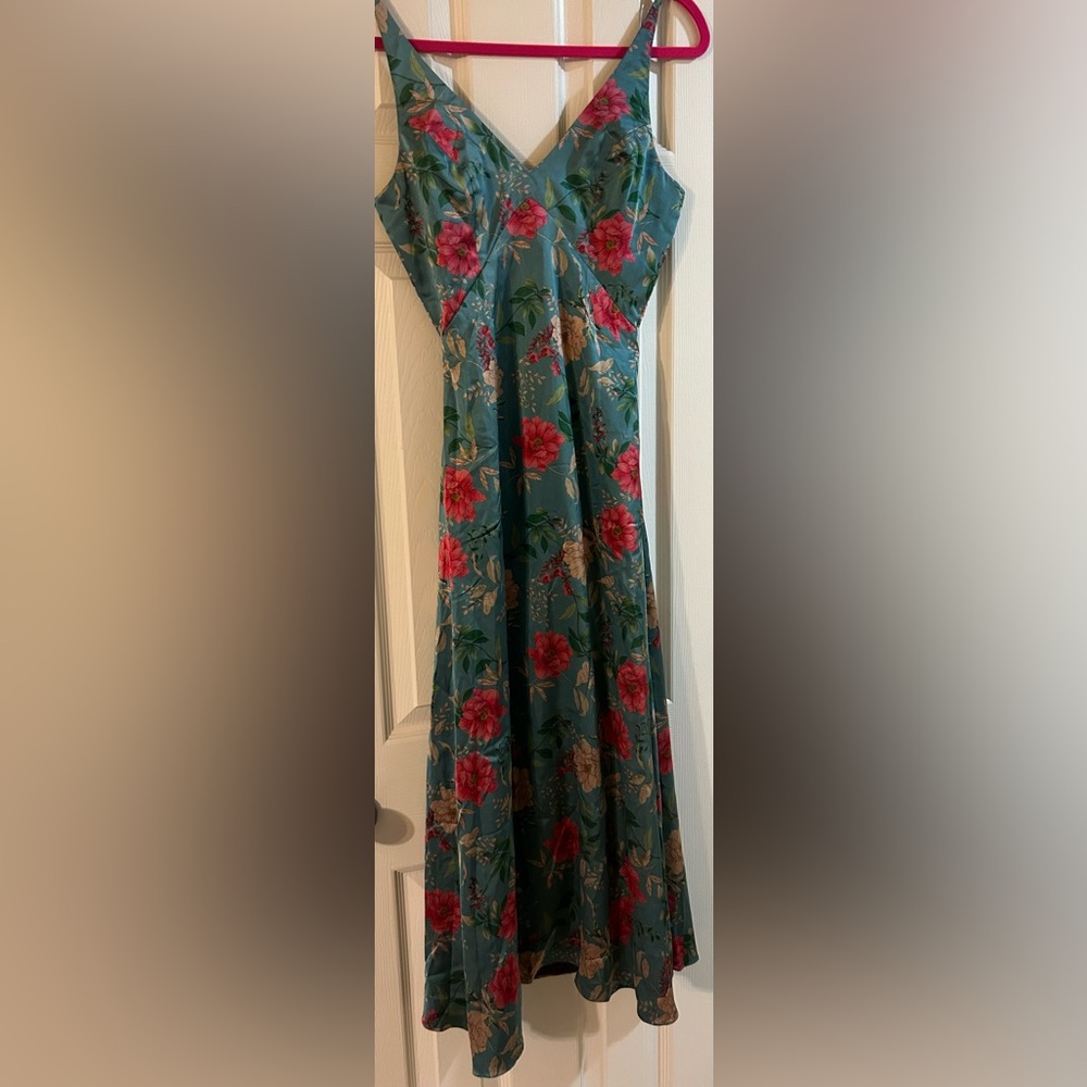 Struti Dalmia Designer Satin XS Floral Dress NWOT $295